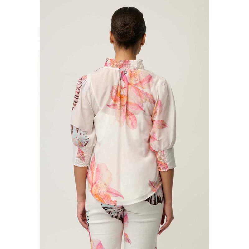 OnceWas Oleander Shirred Blouse image number 1